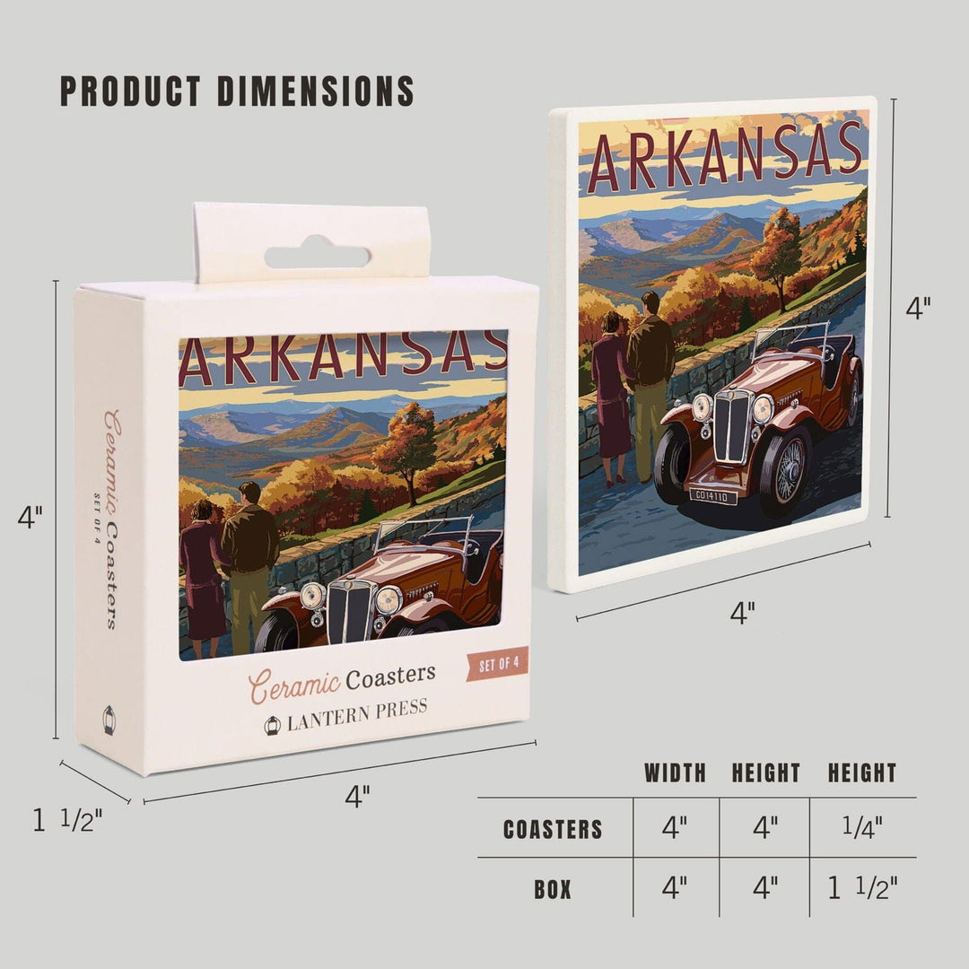 Arkansas, Outlook & Sunset Scene, Lantern Press Artwork, Coaster Set Coasters Lantern Press 