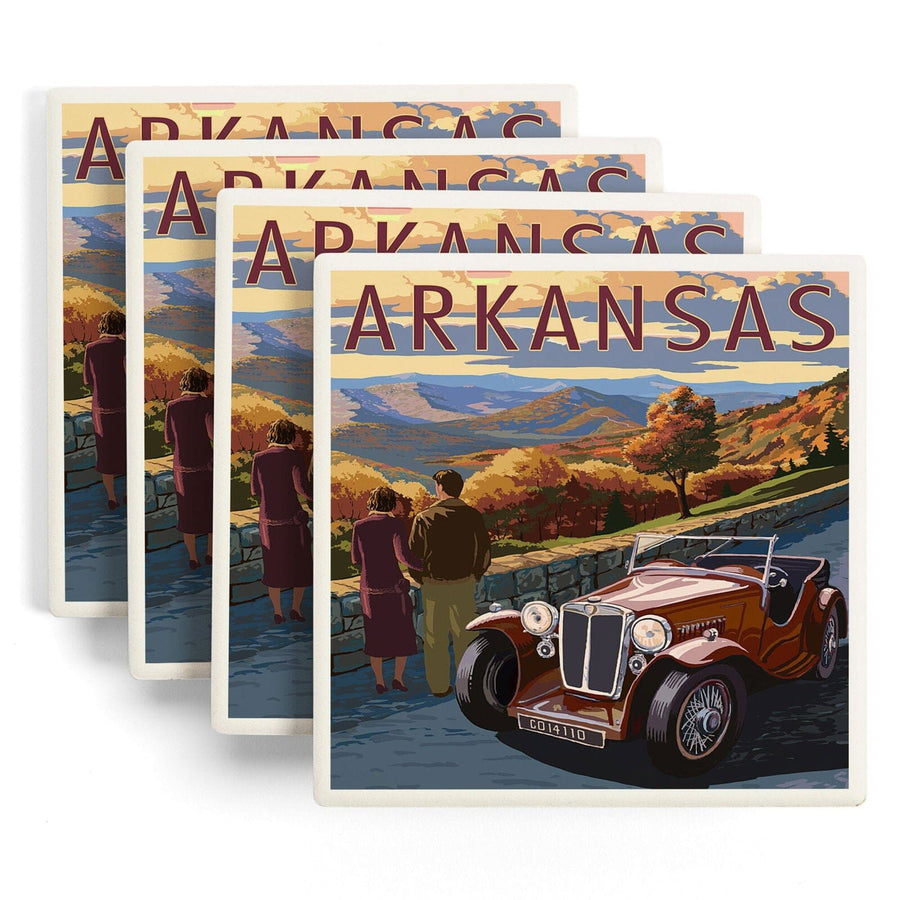 Arkansas, Outlook & Sunset Scene, Lantern Press Artwork, Coaster Set Coasters Lantern Press 