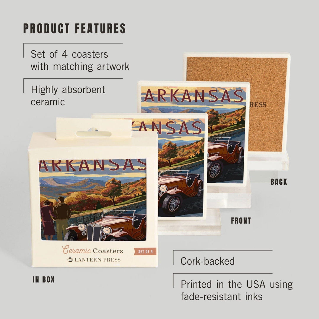 Arkansas, Outlook & Sunset Scene, Lantern Press Artwork, Coaster Set Coasters Lantern Press 