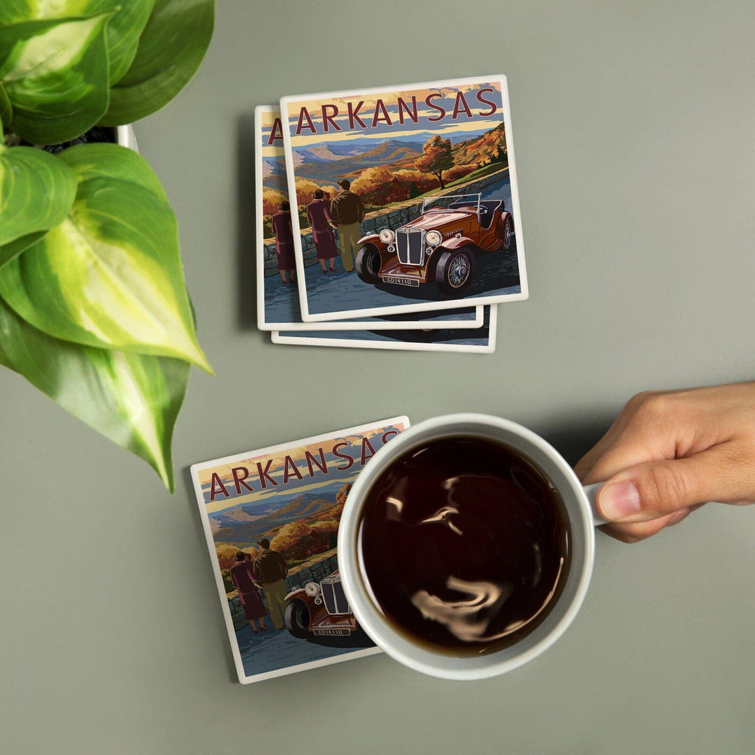 Arkansas, Outlook & Sunset Scene, Lantern Press Artwork, Coaster Set Coasters Lantern Press 