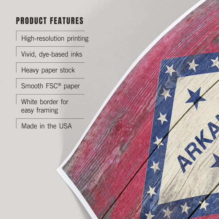 Arkansas, Rustic State Flag, Art & Giclee Prints Art Lantern Press 