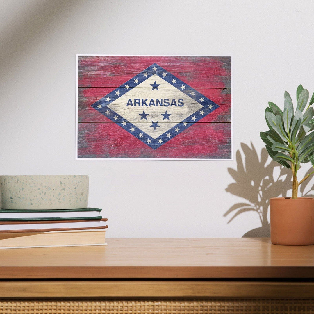 Arkansas, Rustic State Flag, Art & Giclee Prints Art Lantern Press 