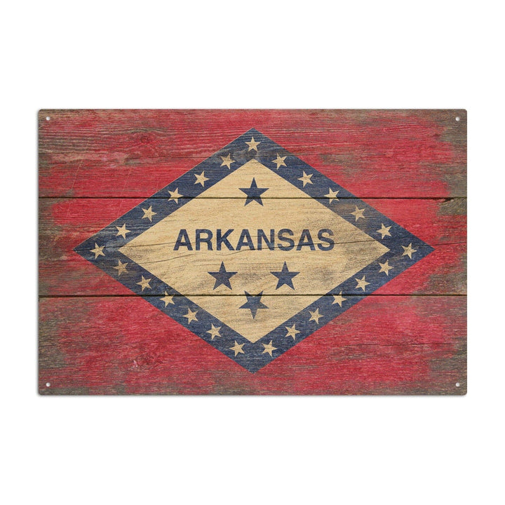 Arkansas, Rustic State Flag, Lantern Press Artwork, Wood Signs and Postcards Wood Lantern Press 