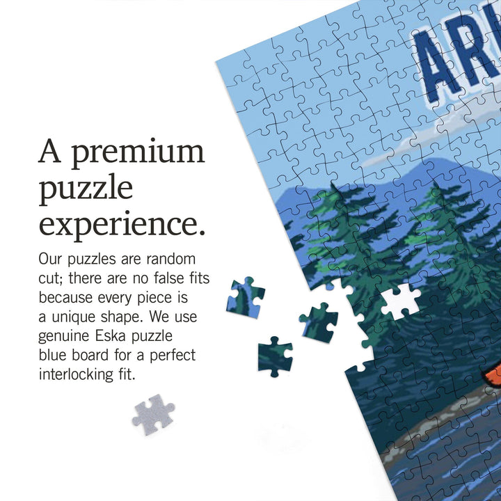 Arkansas, Signpost, River, Jigsaw Puzzle Puzzle Lantern Press 