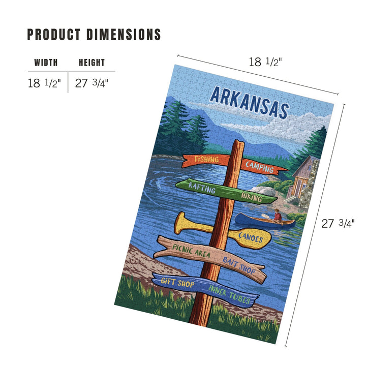 Arkansas, Signpost, River, Jigsaw Puzzle Puzzle Lantern Press 