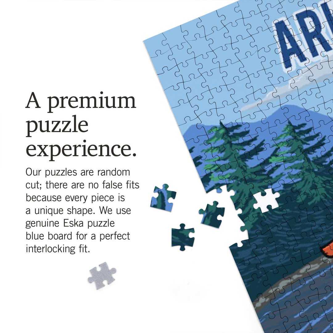 Arkansas, Signpost, River, Jigsaw Puzzle Puzzle Lantern Press 