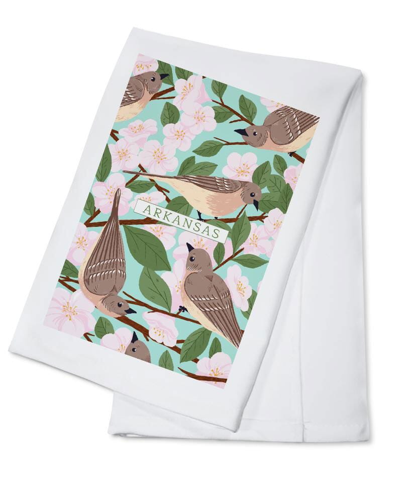 Arkansas, State Bird and Flower Collection, Mockingbird and Apple Blossom, Lantern Press Artwork, Towels and Aprons Kitchen Lantern Press 