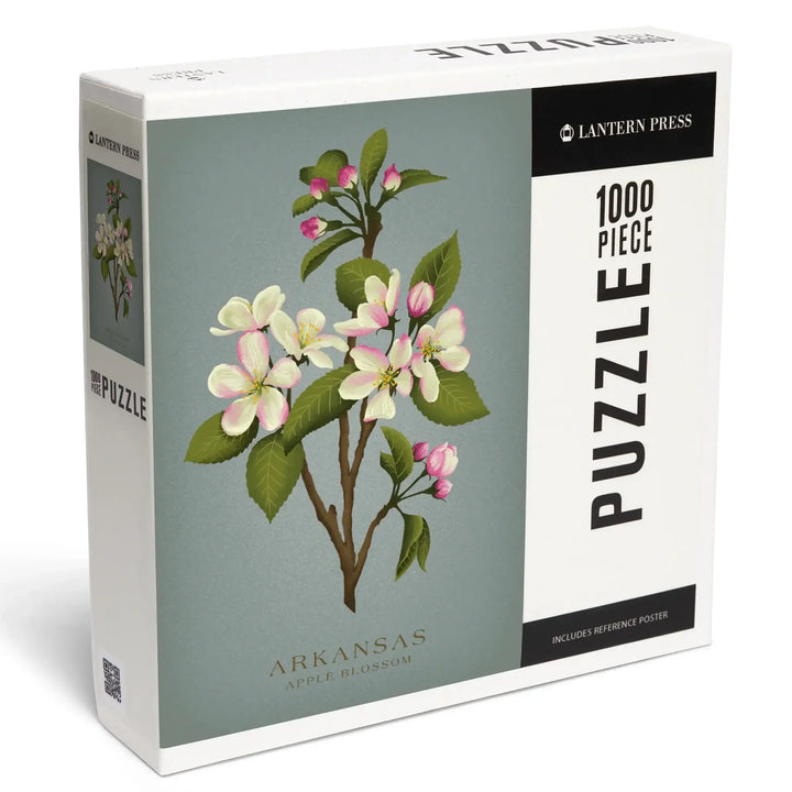 Arkansas, Vintage Flora, State Series, Apple Blossom, Jigsaw Puzzle Puzzle Lantern Press 