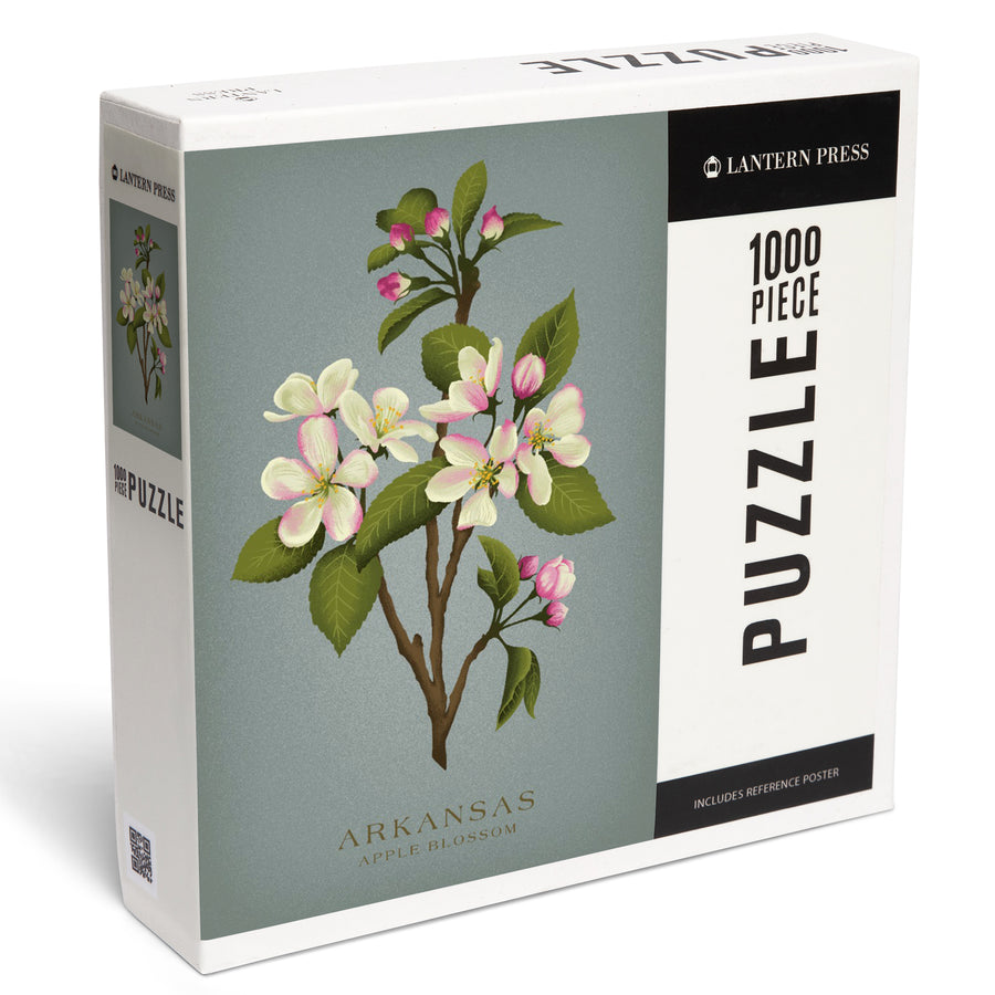 Arkansas, Vintage Flora, State Series, Apple Blossom, Jigsaw Puzzle Puzzle Lantern Press 