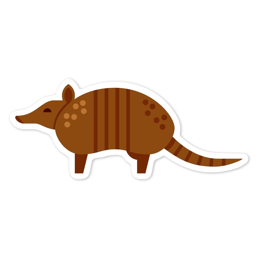 Armadillo, Geometric, Contour, Lantern Press Artwork, Vinyl Sticker Sticker Lantern Press 