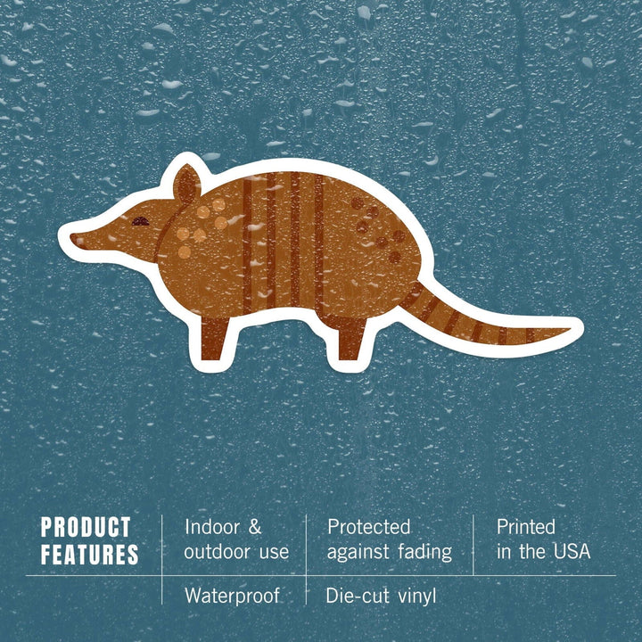 Armadillo, Geometric, Contour, Lantern Press Artwork, Vinyl Sticker Sticker Lantern Press 