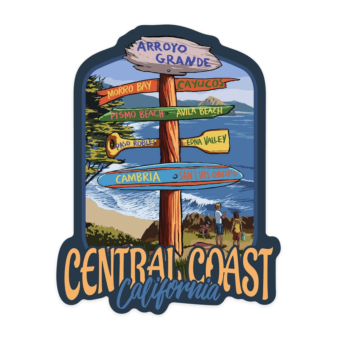 Arroyo Grande, California, Destination Signpost, Contour, Lantern Press Artwork, Vinyl Sticker Sticker Lantern Press 