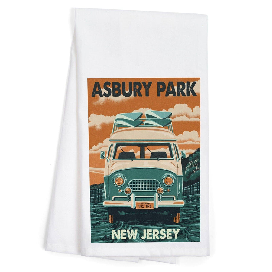 Asbury Park, New Jersey, Letterpress, Camper Van, Organic Cotton Kitchen Tea Towels Kitchen Lantern Press 