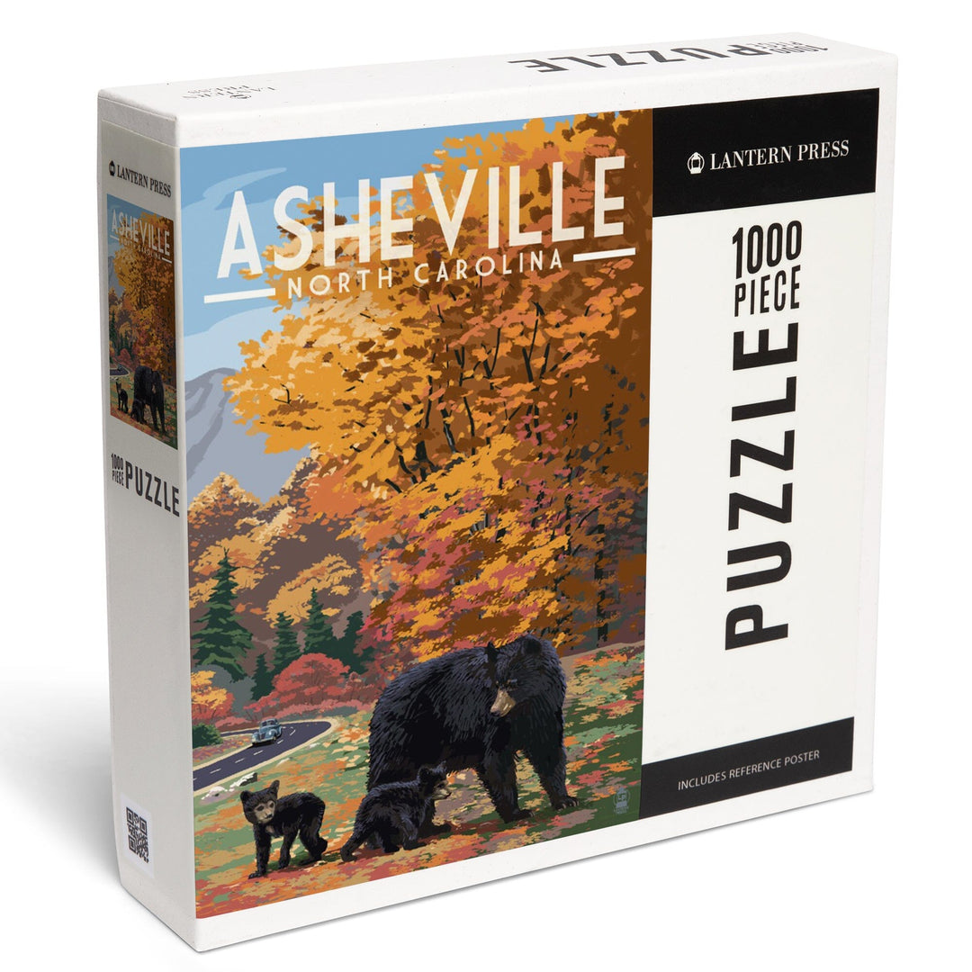 Asheville, North Carolina, Bear Family, Jigsaw Puzzle Puzzle Lantern Press 