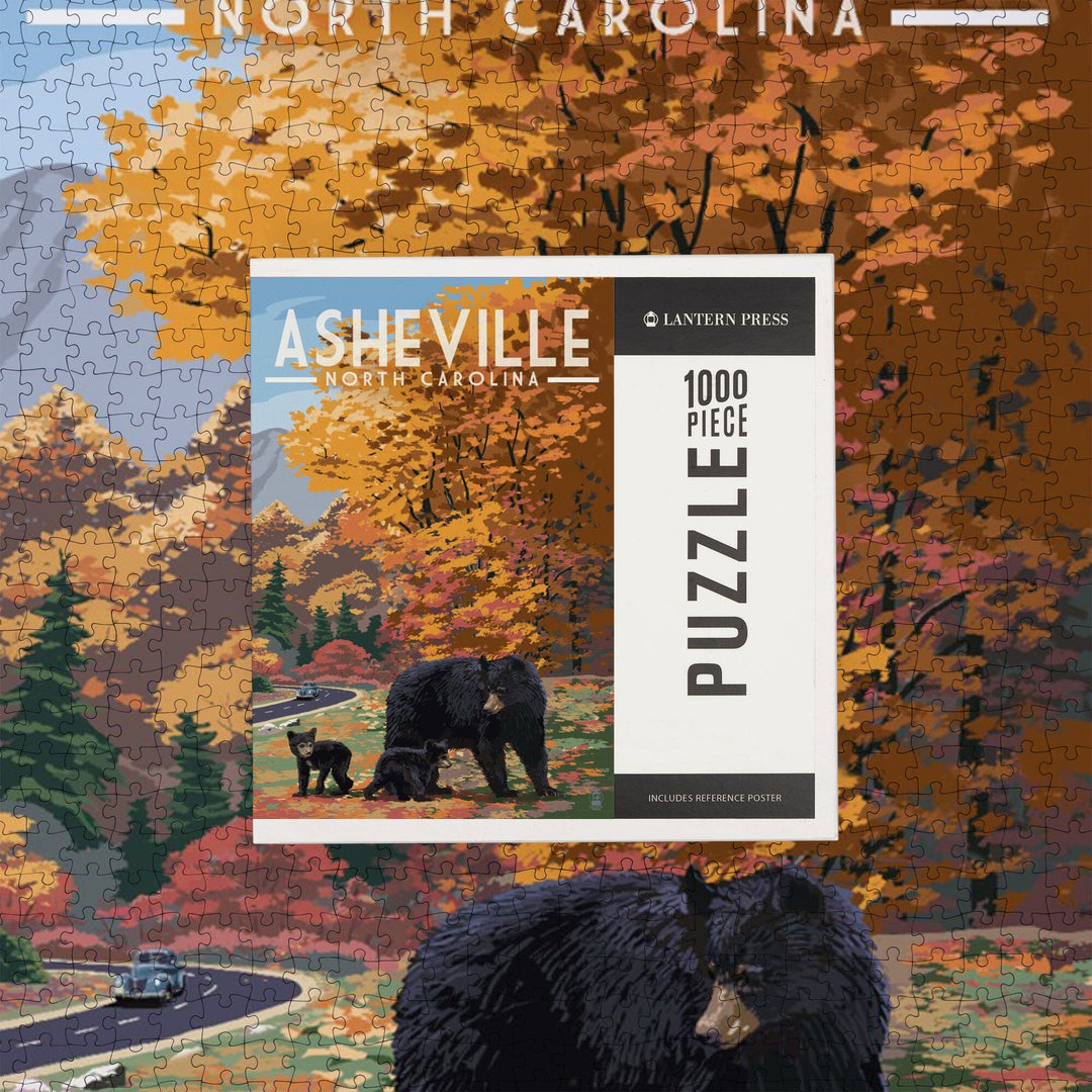 Asheville, North Carolina, Bear Family, Jigsaw Puzzle Puzzle Lantern Press 