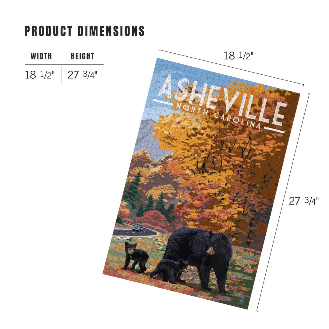 Asheville, North Carolina, Bear Family, Jigsaw Puzzle Puzzle Lantern Press 