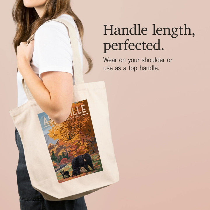 Asheville, North Carolina, Bear Family, Lantern Press Artwork, Tote Bag Totes Lantern Press 