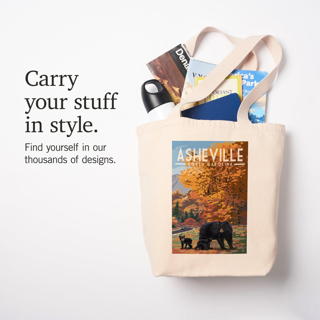 Asheville, North Carolina, Bear Family, Tote Bag Totes Lantern Press 