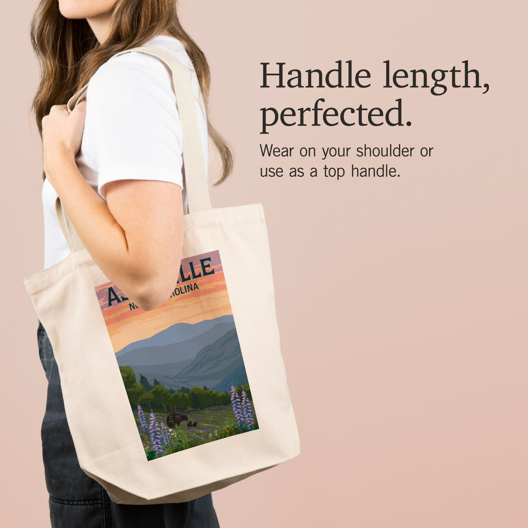 Asheville, North Carolina, Bears and Spring Flowers, Tote Bag Totes Lantern Press 