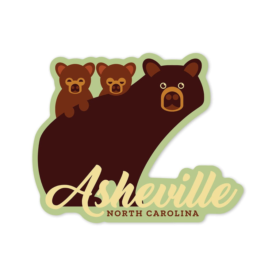 Asheville, North Carolina, Geometric Bear, Contour, Vinyl Sticker Sticker Lantern Press 