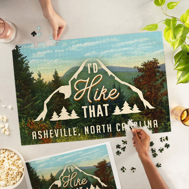 Asheville, North Carolina, I'd Hike That, Jigsaw Puzzle Puzzle Lantern Press 