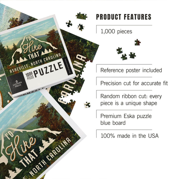 Asheville, North Carolina, I'd Hike That, Jigsaw Puzzle Puzzle Lantern Press 
