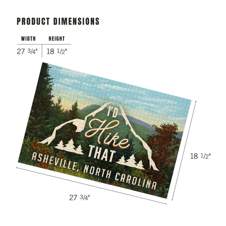Asheville, North Carolina, I'd Hike That, Jigsaw Puzzle Puzzle Lantern Press 