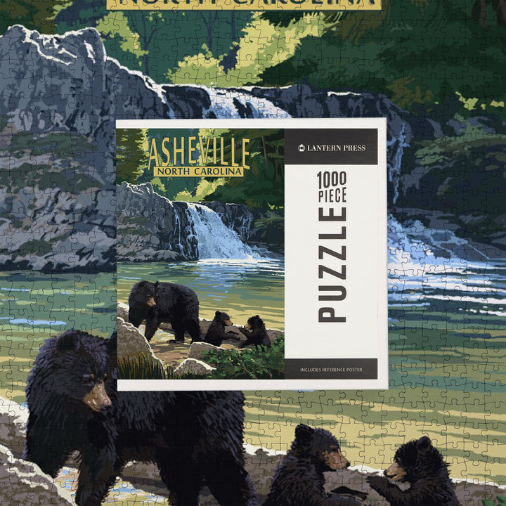 Asheville, North Carolina, Painterly, Falls, Jigsaw Puzzle Puzzle Lantern Press 