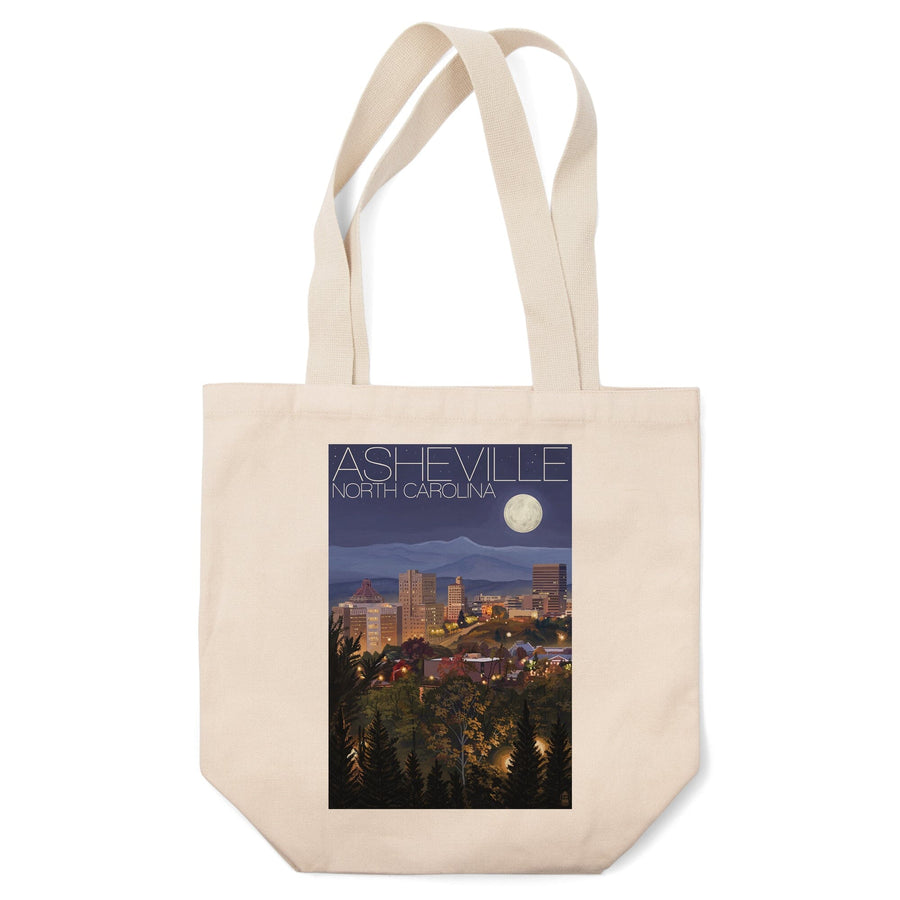 Asheville, North Carolina, Skyline at Night, Tote Bag Totes Lantern Press 