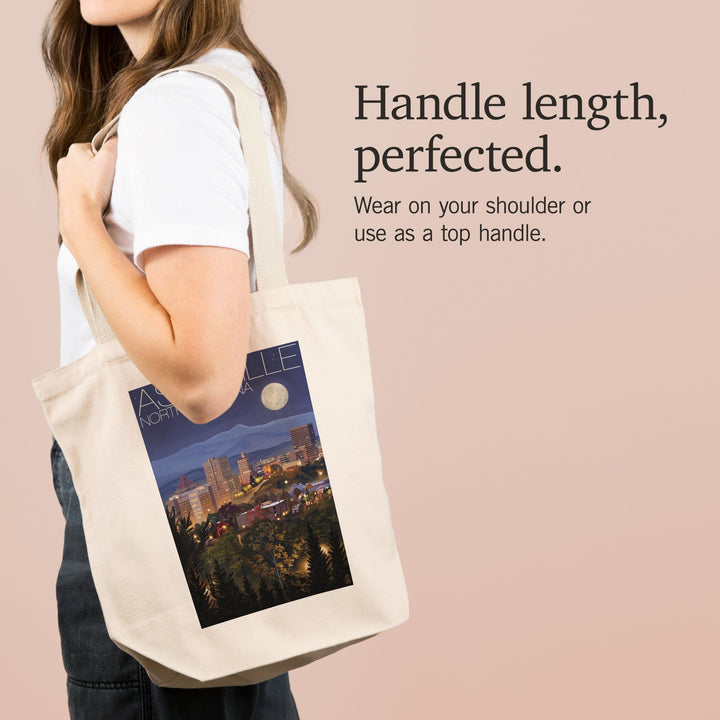 Asheville, North Carolina, Skyline at Night, Tote Bag Totes Lantern Press 