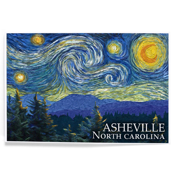 Asheville, North Carolina, Starry Night, Art & Giclee Prints Art Lantern Press 