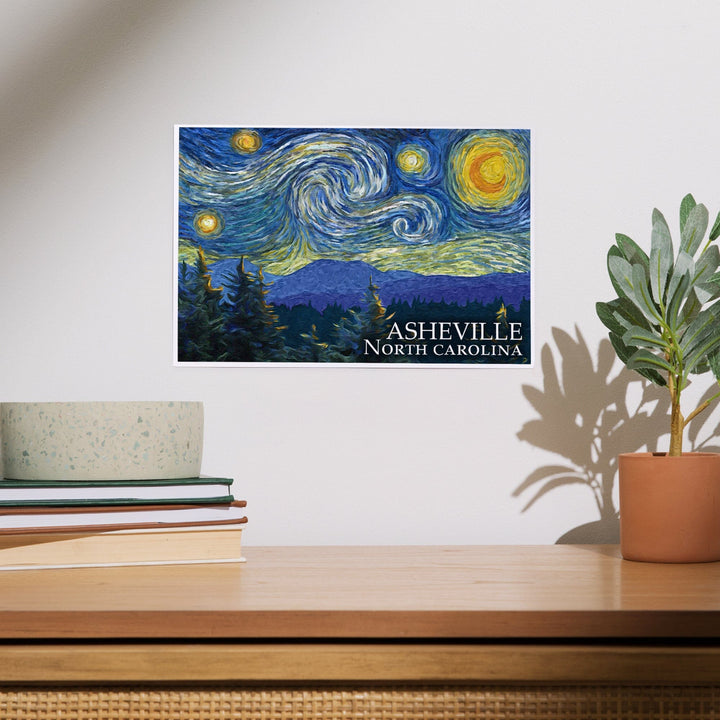 Asheville, North Carolina, Starry Night, Art & Giclee Prints Art Lantern Press 