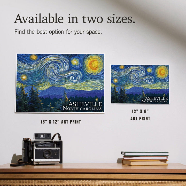 Asheville, North Carolina, Starry Night, Art & Giclee Prints Art Lantern Press 