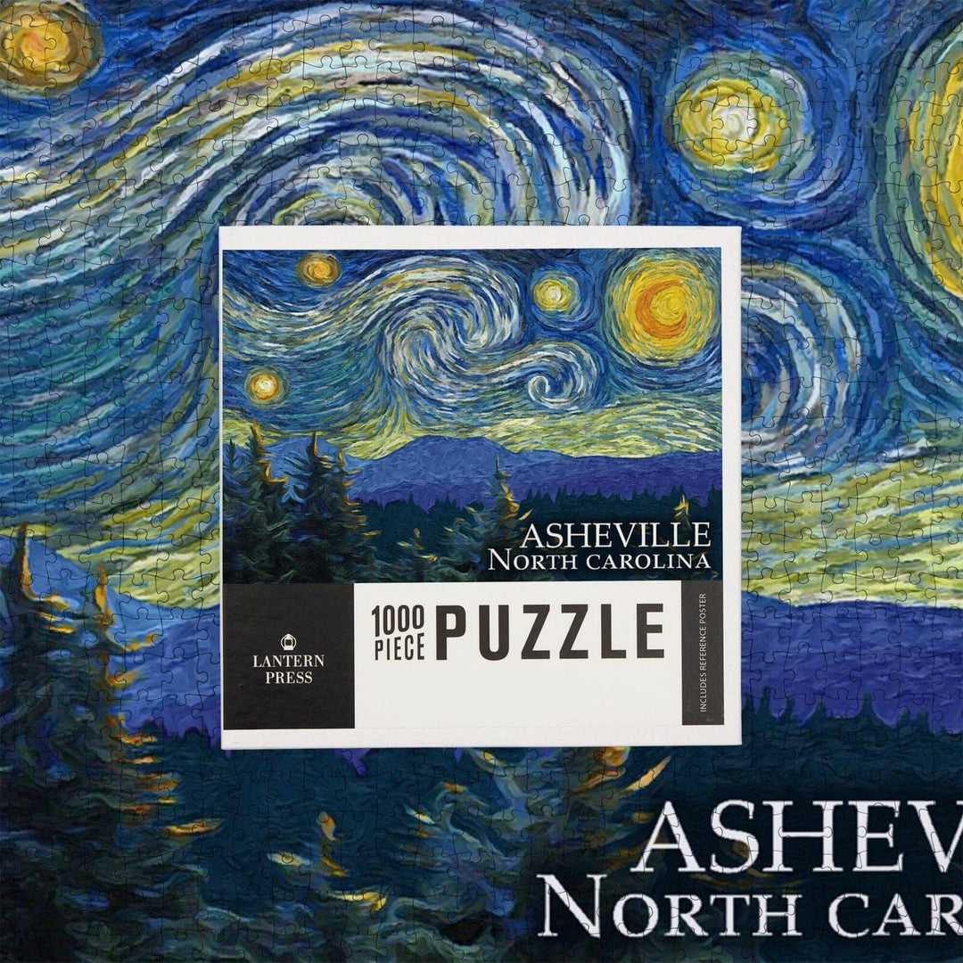 Asheville, North Carolina, Starry Night, Jigsaw Puzzle Puzzle Lantern Press 