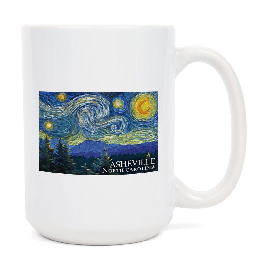Asheville, North Carolina, Starry Night, Lantern Press Artwork, Ceramic Mug Mugs Lantern Press 