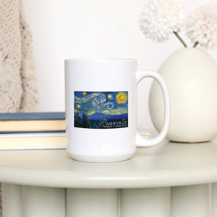Asheville, North Carolina, Starry Night, Lantern Press Artwork, Ceramic Mug Mugs Lantern Press 