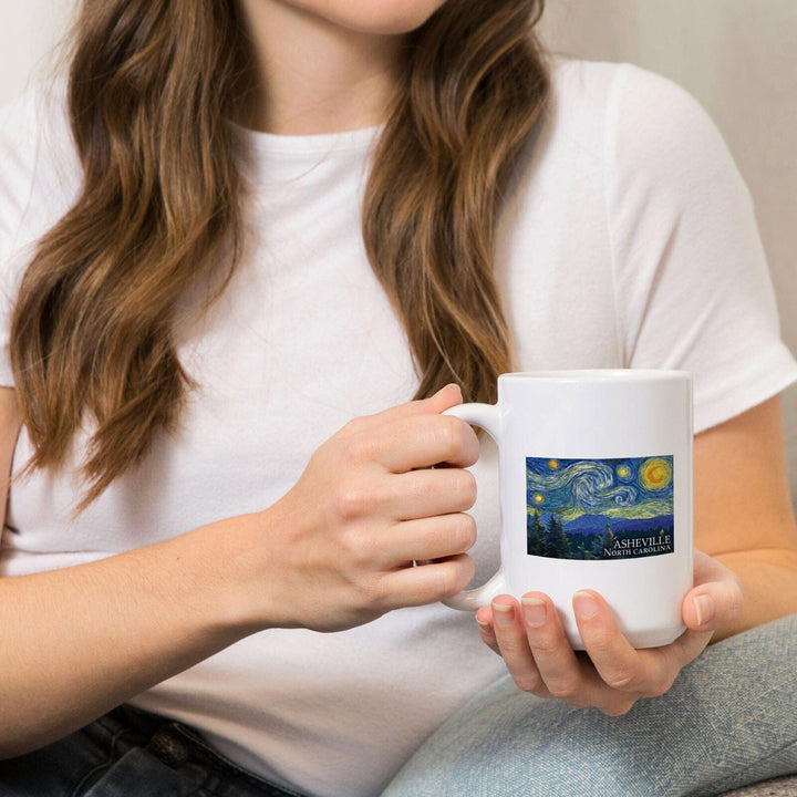 Asheville, North Carolina, Starry Night, Lantern Press Artwork, Ceramic Mug Mugs Lantern Press 