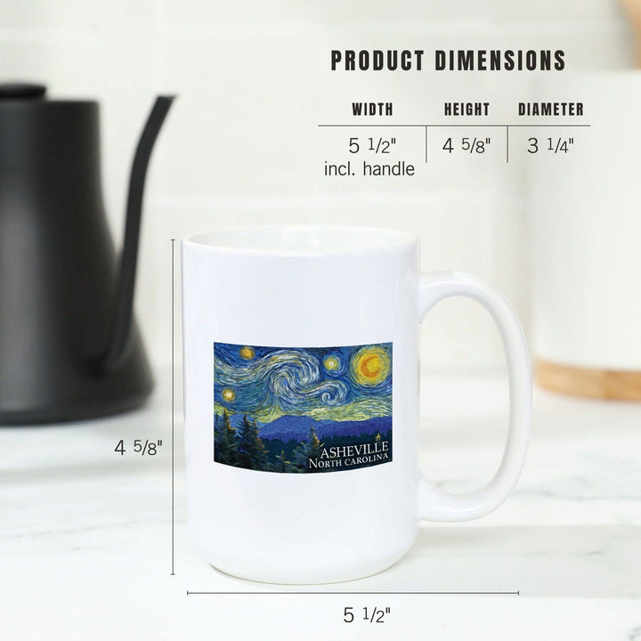 Asheville, North Carolina, Starry Night, Lantern Press Artwork, Ceramic Mug Mugs Lantern Press 