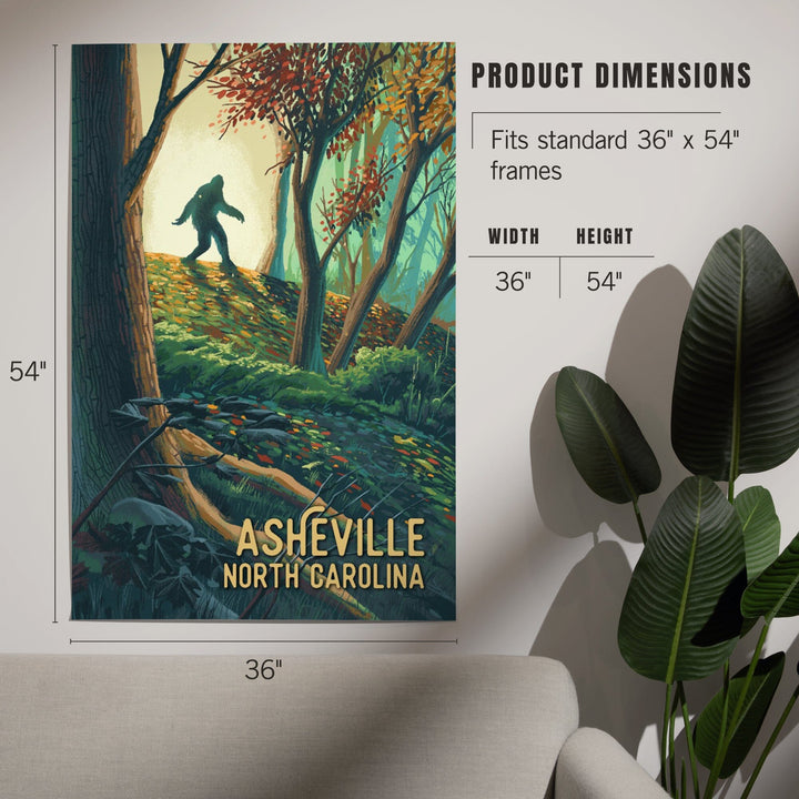 Asheville, North Carolina, Wanderer, Bigfoot in Forest, Art & Giclee Prints Art Lantern Press 