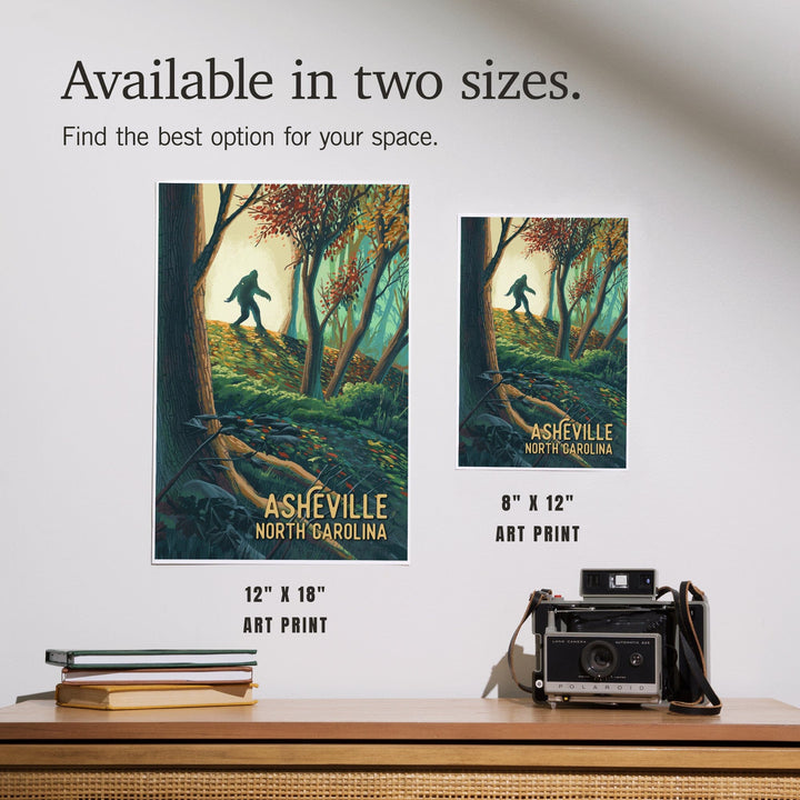 Asheville, North Carolina, Wanderer, Bigfoot in Forest, Art & Giclee Prints Art Lantern Press 