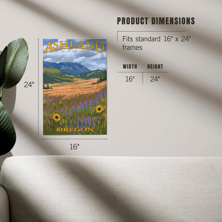 Ashland, Oregon, Field and Flowers, Art & Giclee Prints Art Lantern Press 