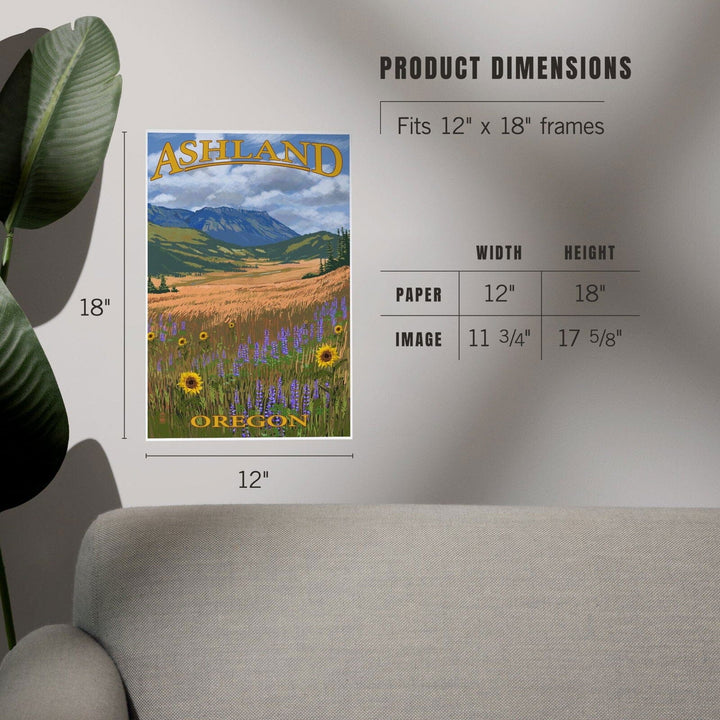 Ashland, Oregon, Field and Flowers, Art & Giclee Prints Art Lantern Press 