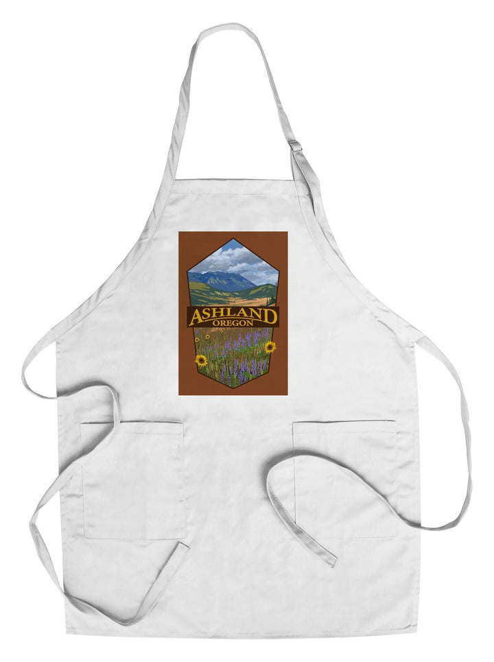 Ashland, Oregon, Field and Flowers, Contour, Organic Cotton Kitchen Tea Towels Kitchen Lantern Press Cotton Towel 