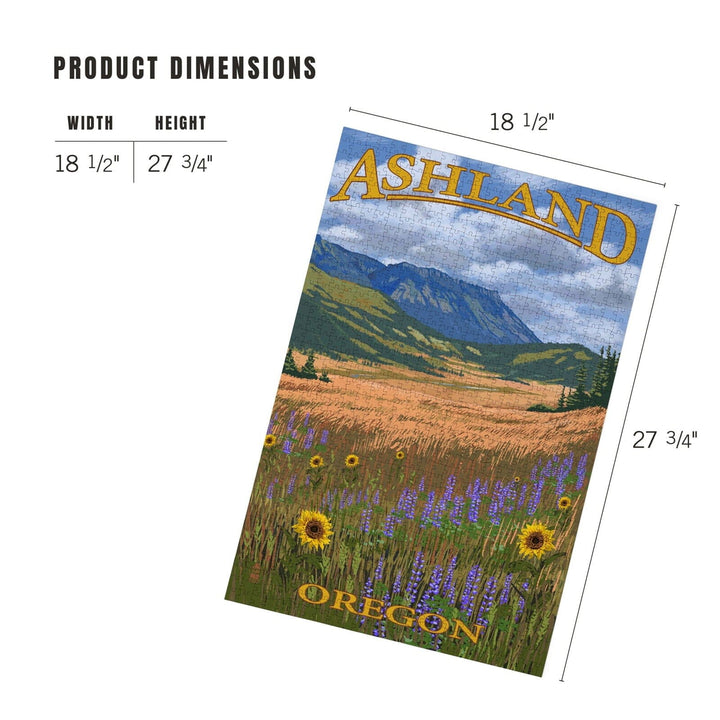 Ashland, Oregon, Field and Flowers, Jigsaw Puzzle Puzzle Lantern Press 