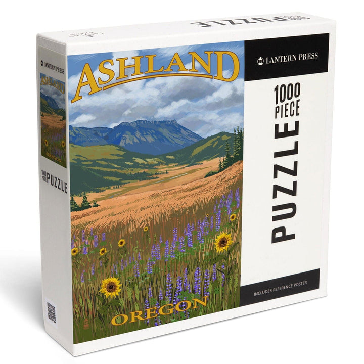 Ashland, Oregon, Field and Flowers, Jigsaw Puzzle Puzzle Lantern Press 