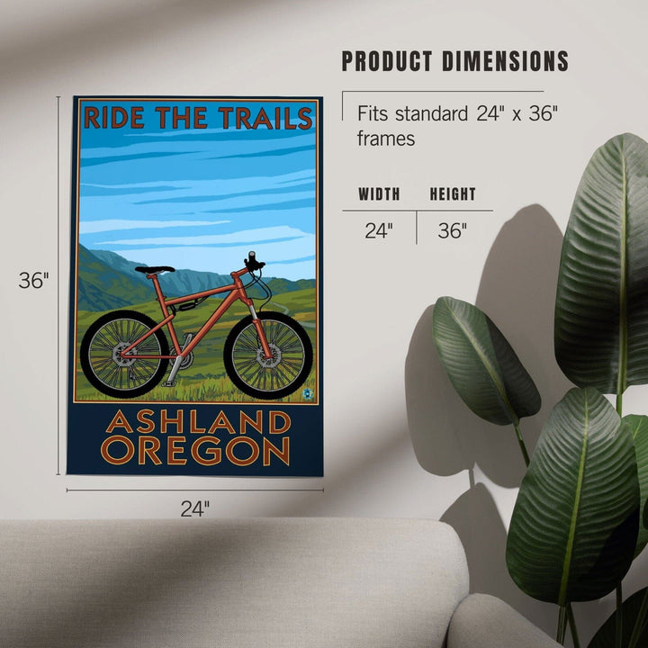 Ashland, Oregon, Mountain Bike Scene, Ride the Trails, Art & Giclee Prints Art Lantern Press 