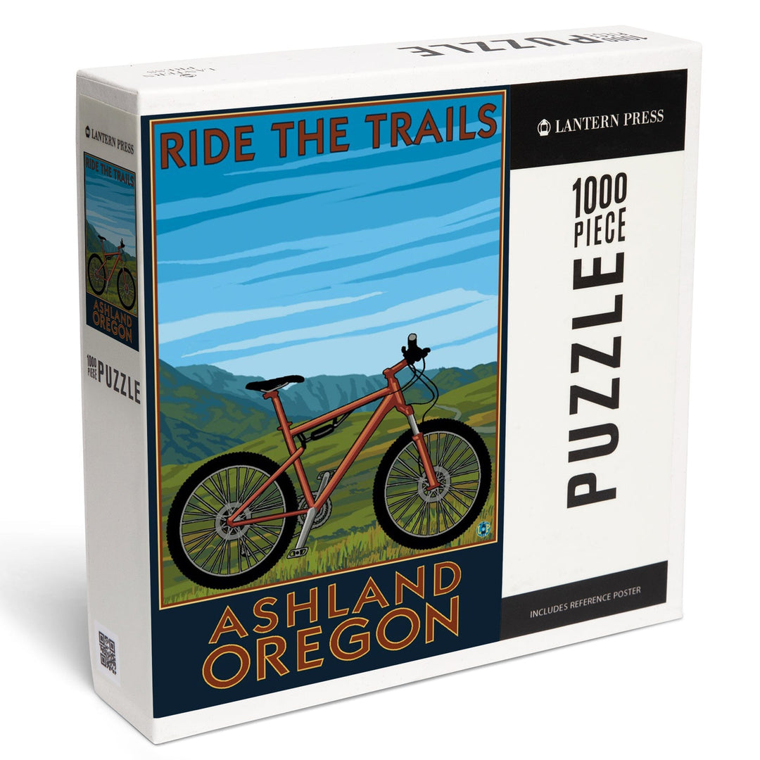 Ashland, Oregon, Mountain Bike Scene, Ride the Trails, Jigsaw Puzzle Puzzle Lantern Press 