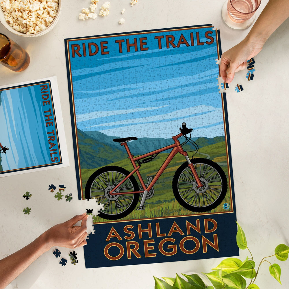 Ashland, Oregon, Mountain Bike Scene, Ride the Trails, Jigsaw Puzzle Puzzle Lantern Press 
