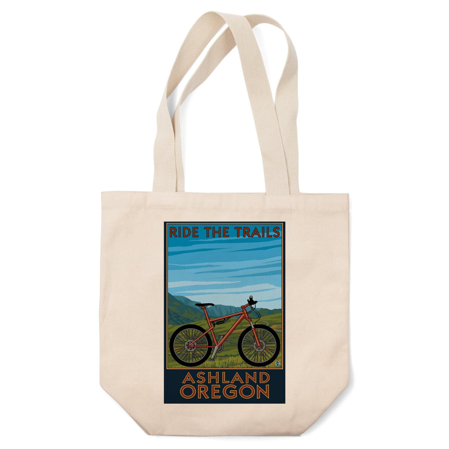 Ashland, Oregon, Mountain Bike Scene, Ride the Trails, Tote Bag Totes Lantern Press 