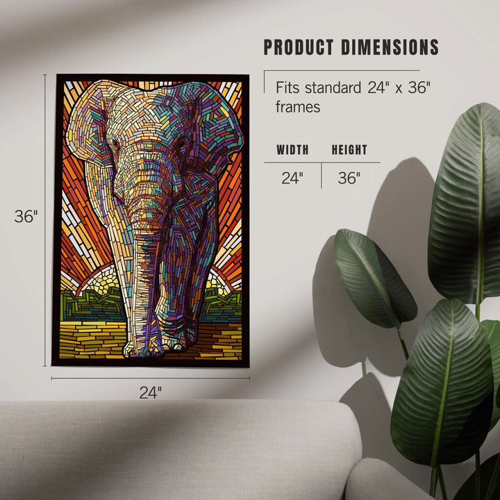 Asian Elephant, Paper Mosaic, Art & Giclee Prints Art Lantern Press 